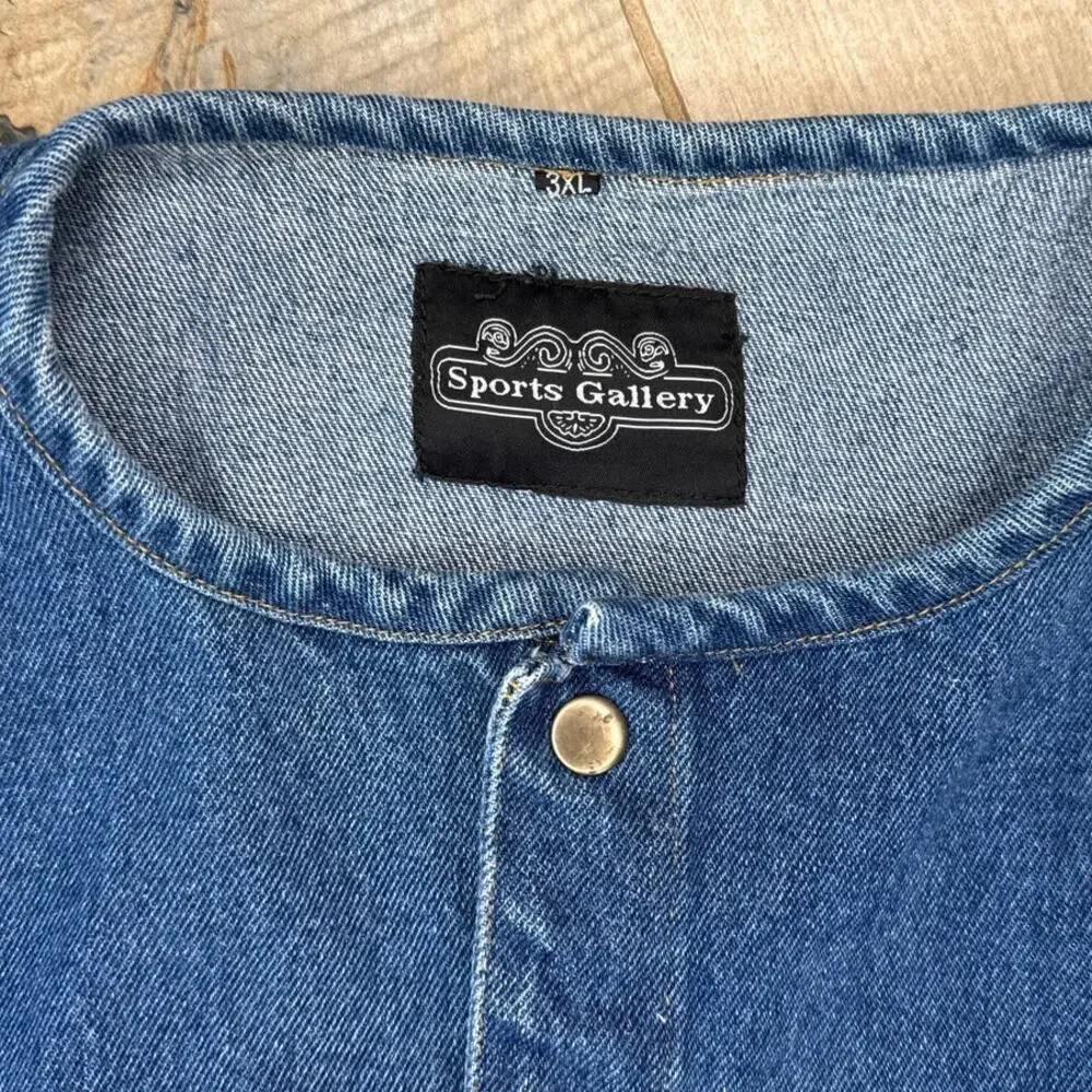 Vintage Native American Bald Eagle Jean Jacket Vest Mens 3XL - Picture 5 of 7